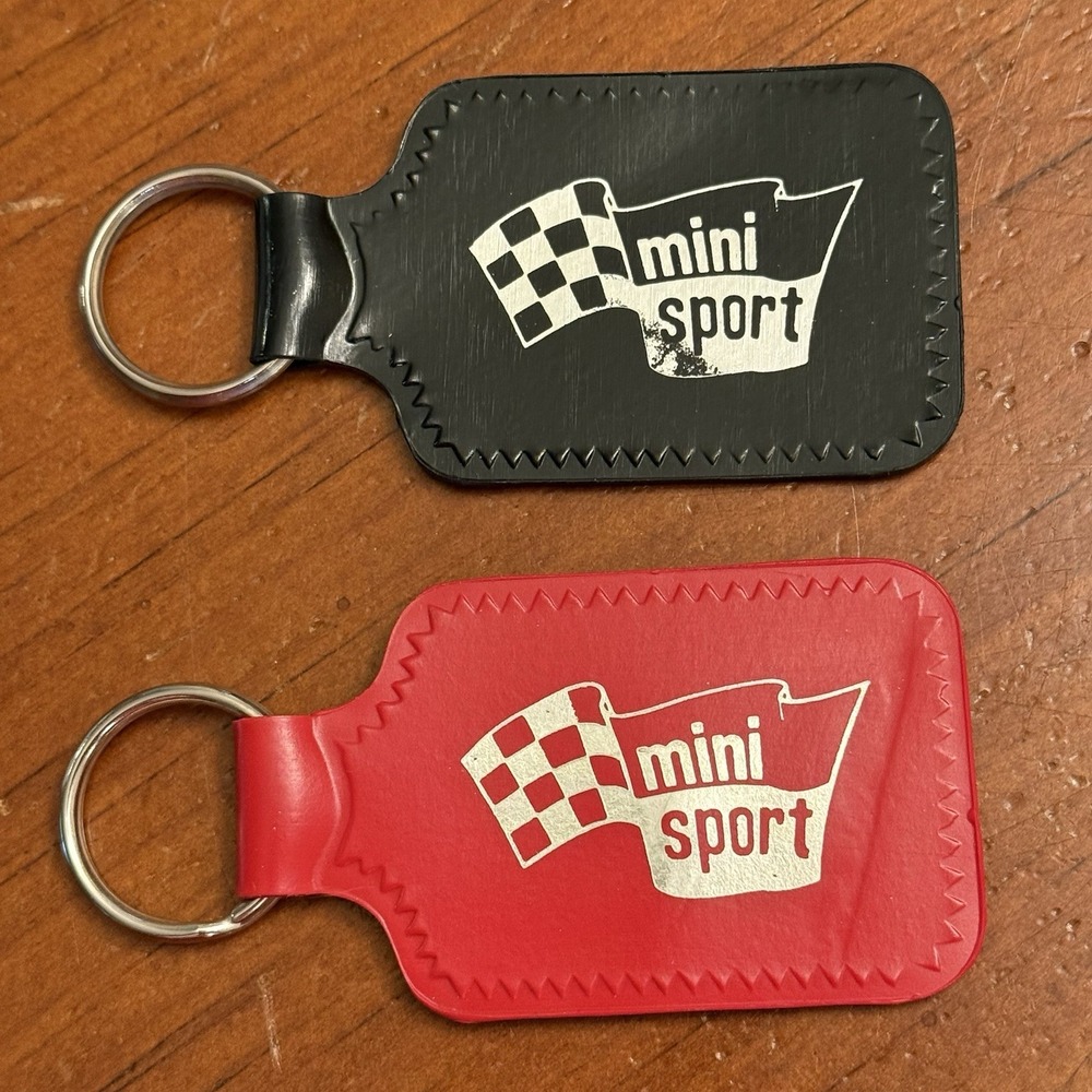 Mini Sport Checkered Flag Red Black TWO Keychain Car Automobile England British